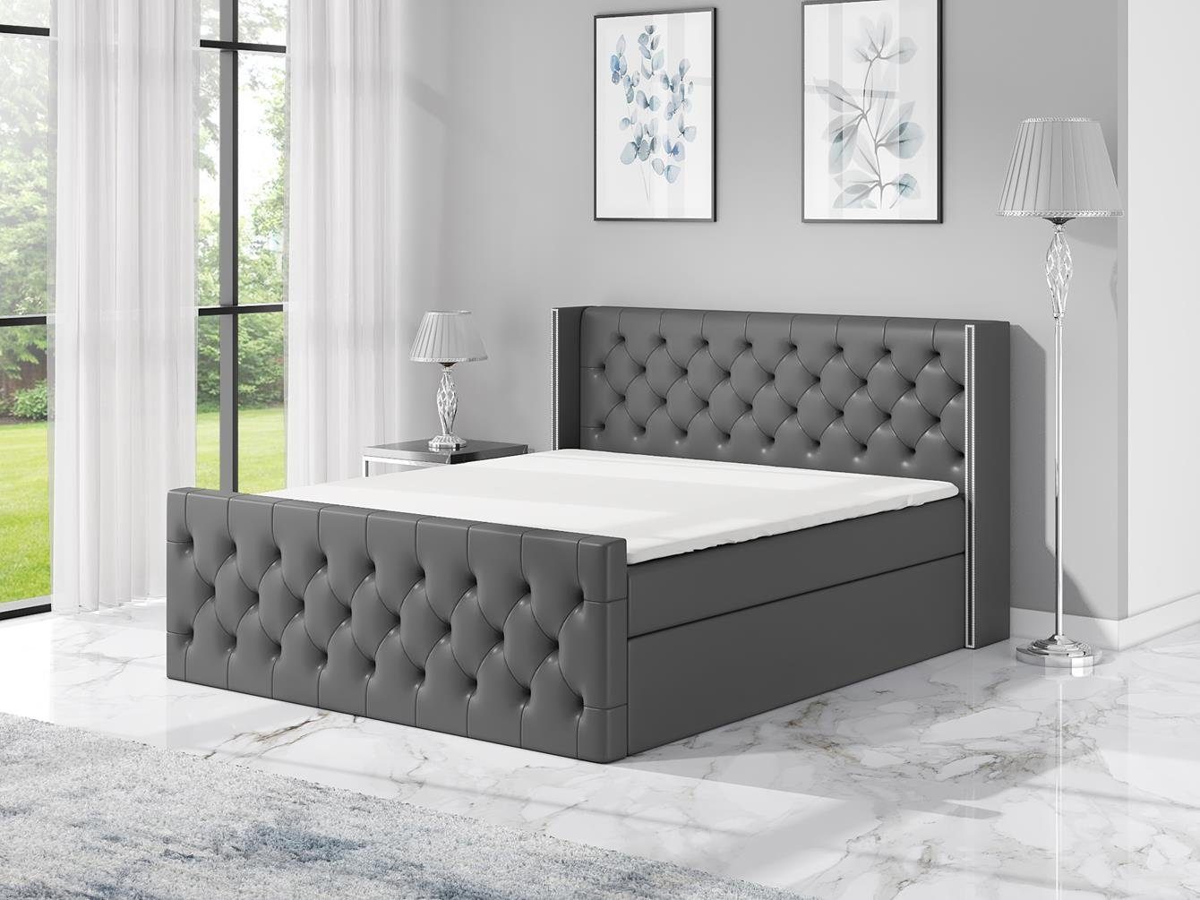 A&J MöbelLand GmbH Boxspringbett GRO mit 2 Bettkästen, BonellMatratze und Topper.